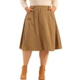 thumbnail image 1 of Unique Bargains Women's Plus Size Casual Knee a Line Faux Suede Skirts Khaki 1X, 1 of 6