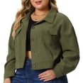 thumbnail image 1 of DARING DIVA Women's Plus Size Button Down Long Sleeve Shacket Jacket 3X Army Green, 1 of 6