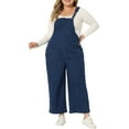 thumbnail image 1 of Unique Bargains Women's Plus Size Denim Bib Adjustable Suspenders Overalls 2X Dark Blue, 1 of 6