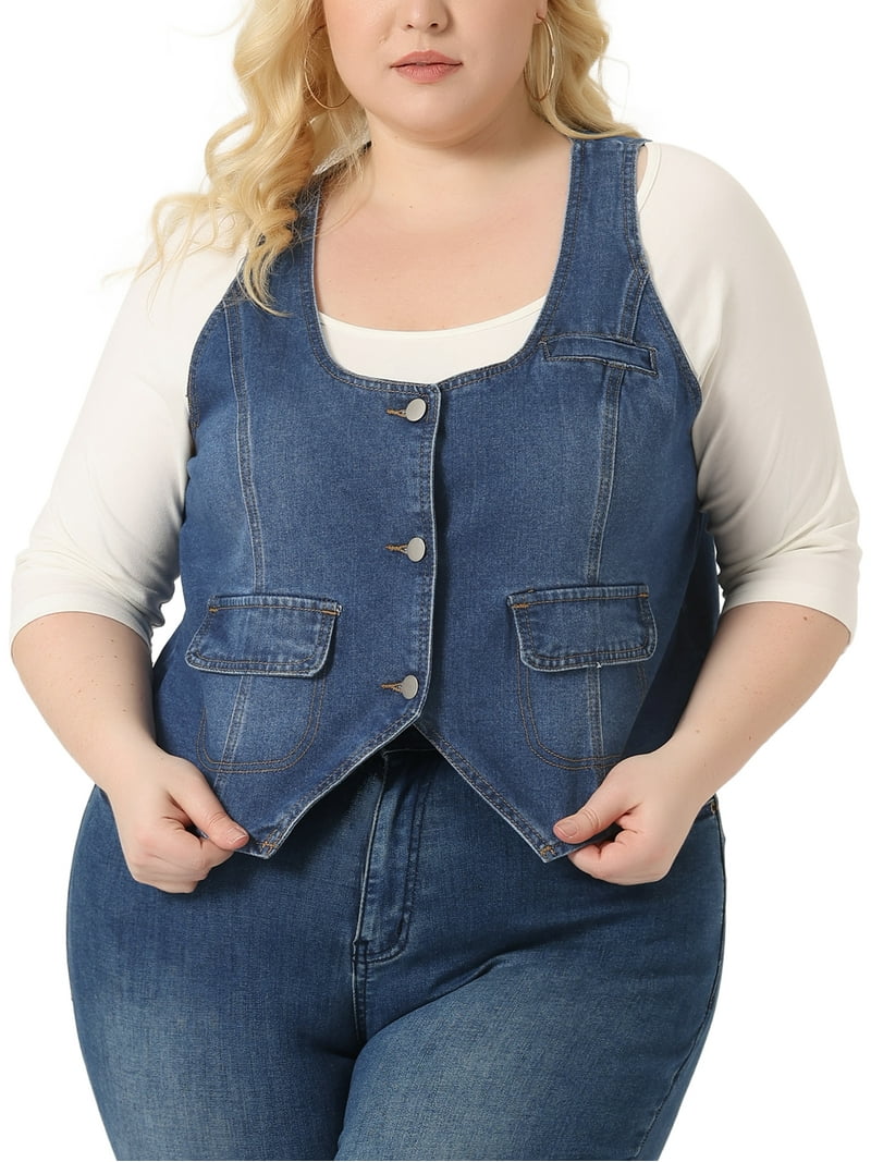Women's Sleeveless Plus Size Sleeveless Denim Vest Free