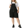 thumbnail image 1 of Unique Bargains Women's Plus Size Denim Overalls Cargo Adjustable Strap Jeans Pants 2X Black, 1 of 6