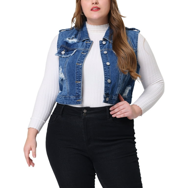 Bargains women's Plus Size Denim Sleeveless Vest Jacket