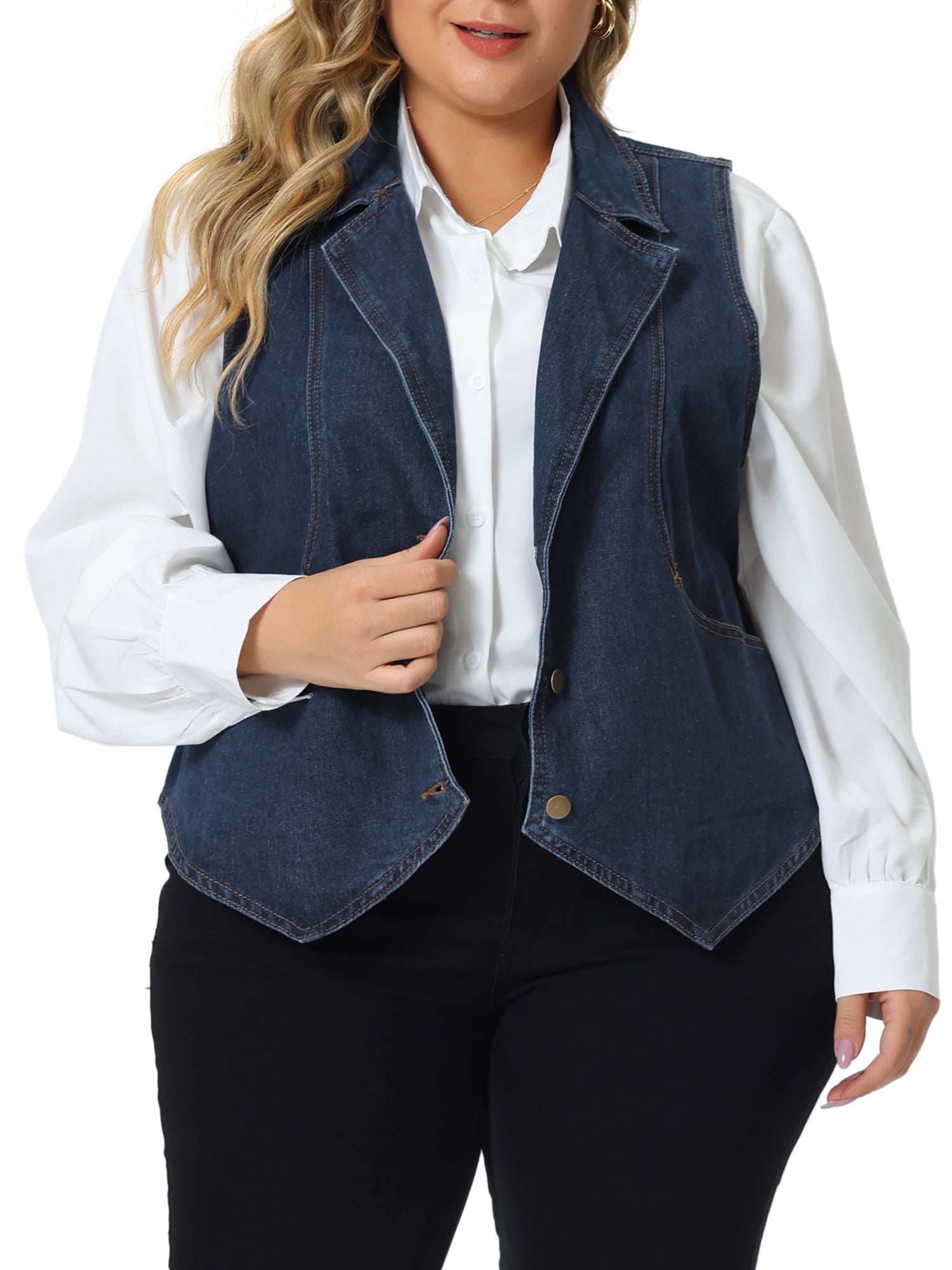 Plus Size Denim Vest Women