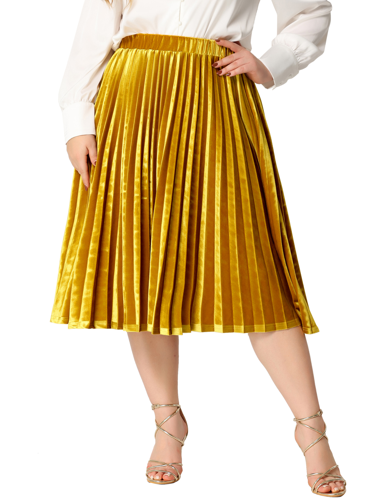 White Mark Women's Plus 'Tasmin' Flare Midi Skirts