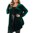 thumbnail image 1 of Unique Bargains Women's Plus Size Elegant Cardigan 3/4 Sleeve Star Print Shrug Top 3X Green, 1 of 6