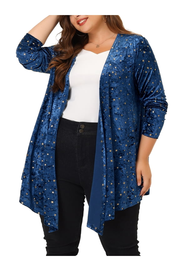 Women's Plus Size Elegant Cardigan 3/4 Sleeve Star Print Shrug Top