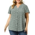 thumbnail image 1 of Unique Bargains Women's Plus Size Flare Short Sleeve Chiffon Blouse, 1 of 5