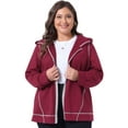 thumbnail image 1 of Unique Bargains Women's Plus Size Fleece Jacket Zip Front Hoodie 4X Burgundy, 1 of 6