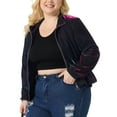 thumbnail image 1 of DARING DIVA Plus Size Holographic Long Sleeve Zip Up Mesh Jackets 1X Blue Purple, 1 of 6
