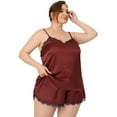 thumbnail image 1 of Unique Bargains Women's Plus Size Lace Panel Cami Elastic Waist Pajama Sleepwear Sets, 1 of 5