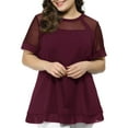 thumbnail image 1 of Unique Bargains Women's Plus Size Lace Short Sleeve Swing Mesh Peplum Top, 1 of 8