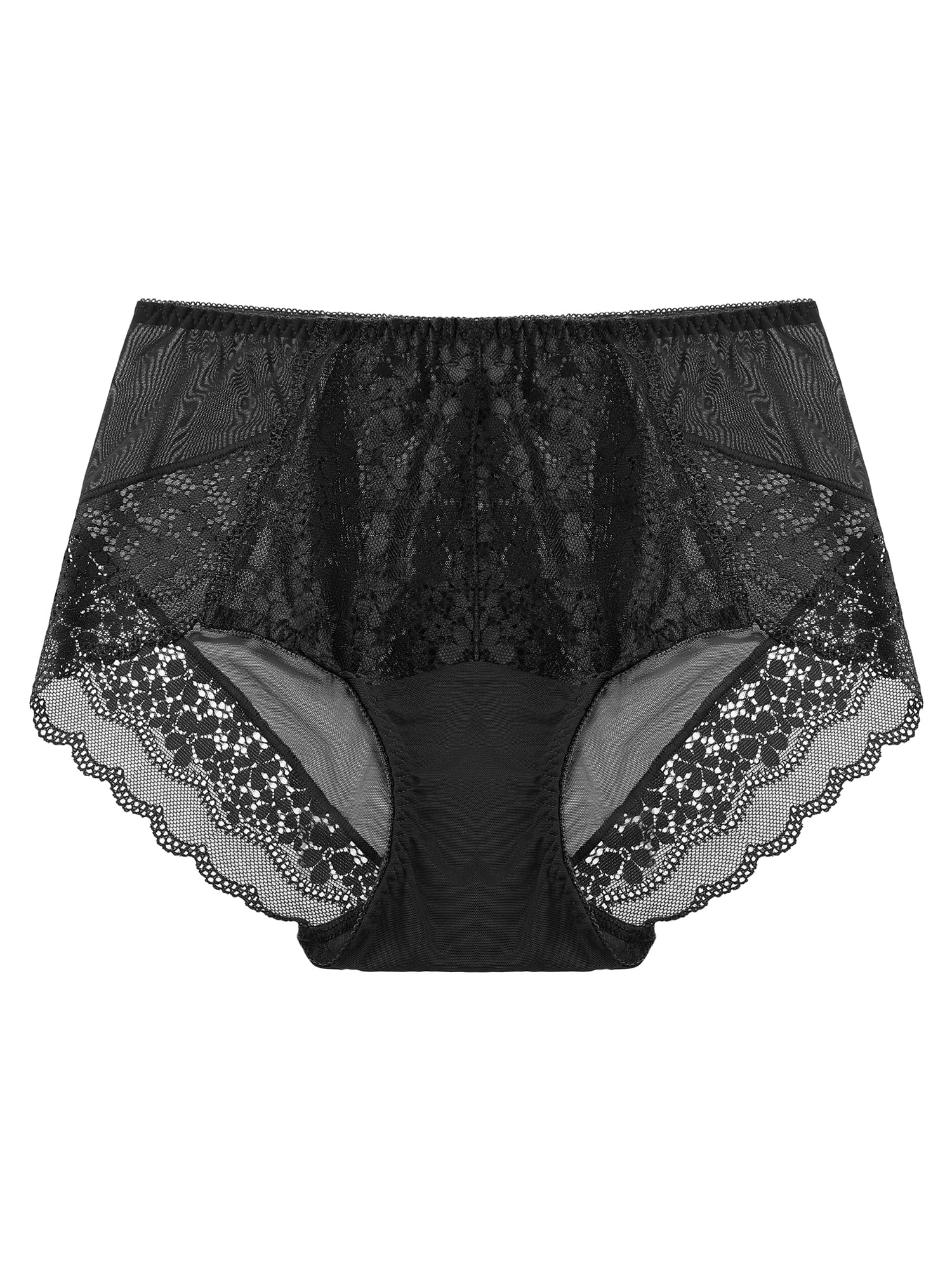 Unique Bargains Women's Plus Size Lace Trim High Rise Solid Brief Stretchy Underwear Black 1X