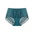 thumbnail image 1 of Unique Bargains Women's Plus Size Lace Trim High Rise Solid Brief Stretchy Underwear Blue 1X, 1 of 6