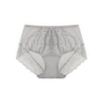 thumbnail image 1 of Unique Bargains Women's Plus Size Lace Trim High Rise Solid Brief Stretchy Underwear Gray 1X, 1 of 6