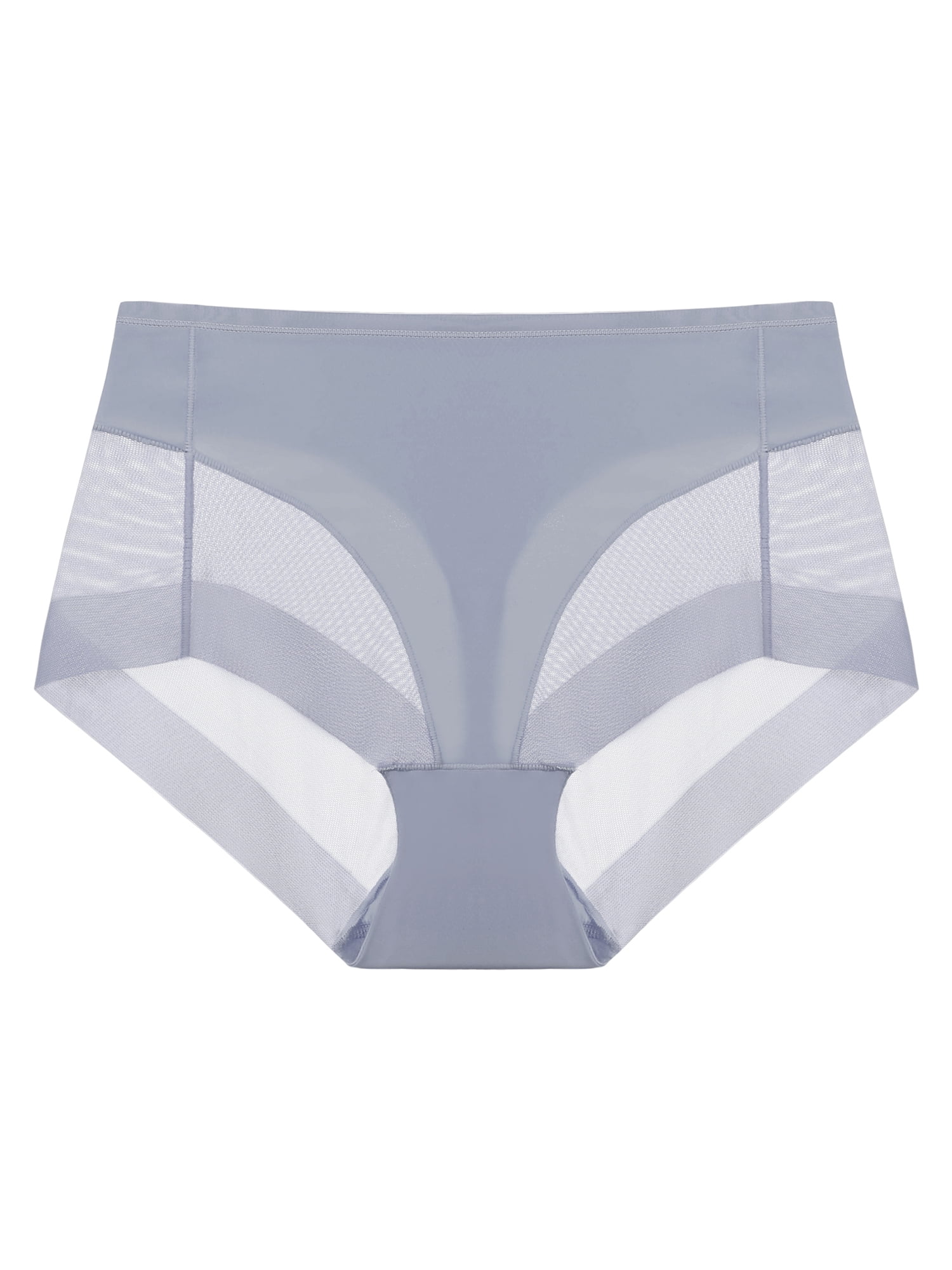 Unique Bargains Women's Plus Size Laser Cut Mesh High Rise Brief Stretchy Underwear Mid-Blue L