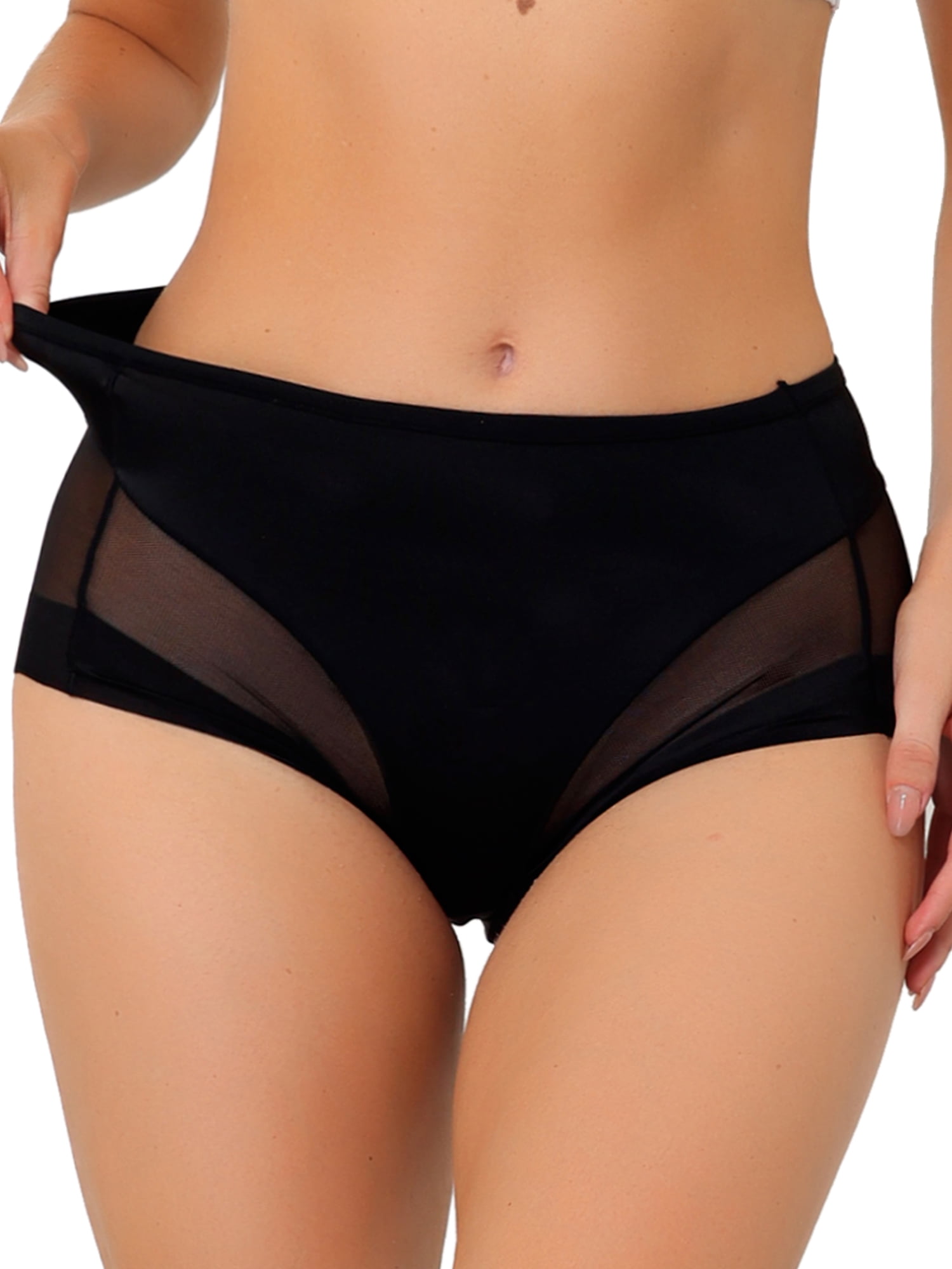 Unique Bargains Women's Plus Size Laser Cut Mesh High Rise Brief Stretchy  Underwear 
