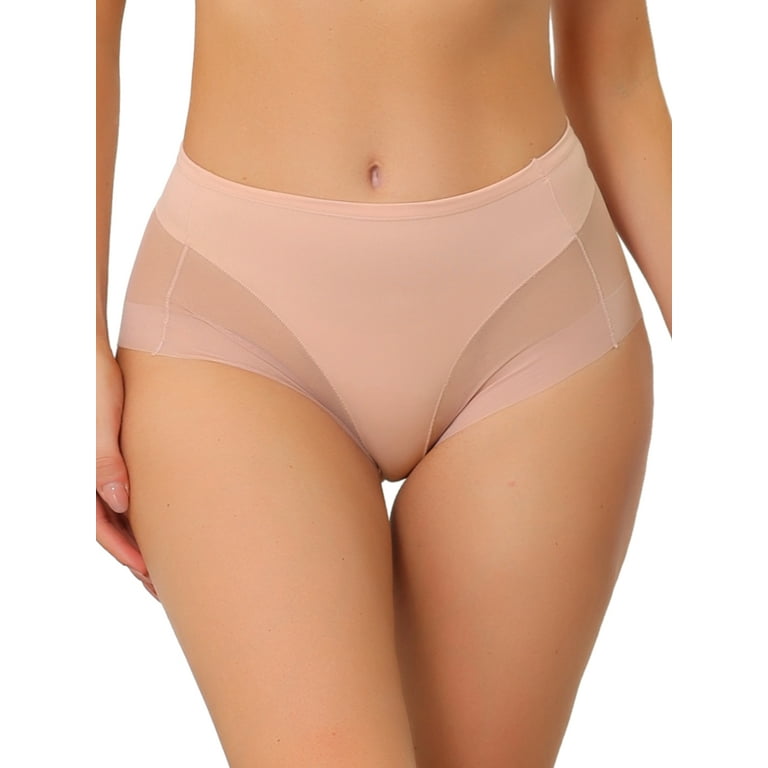 Unique Bargains Women's Plus Size Laser Cut Mesh High Rise Brief Stretchy  Underwear