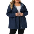 thumbnail image 1 of Unique Bargains Women's Plus Size Layered Drawstring Hood Denim Utility Jacket, 1 of 5