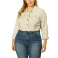 thumbnail image 1 of Unique Bargains Women's Plus Size Long Sleeve Jean Jacket Button Cropped Denim Jacket, 1 of 7