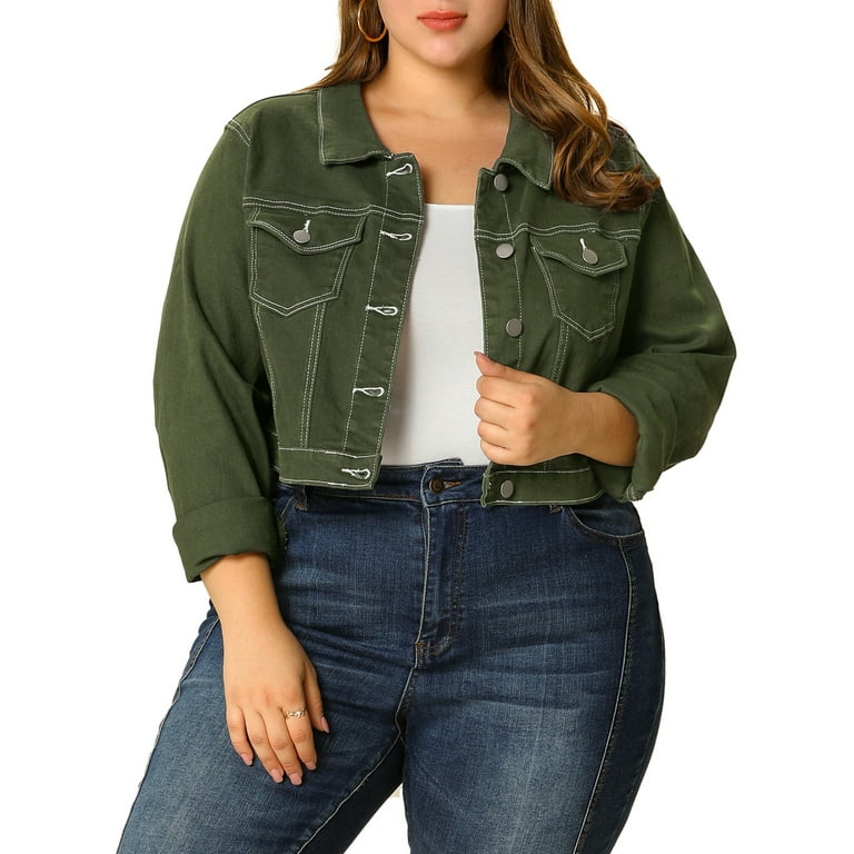 Cropped green hotsell jean jacket