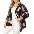 thumbnail image 1 of Unique Bargains Women's Plus Size Long Sleeve Leopard Print Asymmetric Hem Cardigan 1X Navy Blue, 1 of 8