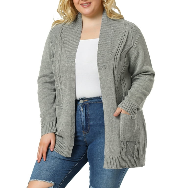 åbning Creep Settlers Unique Bargains Women's Plus Size Long Sleeve Open Front Sweater Cardigan -  Walmart.com