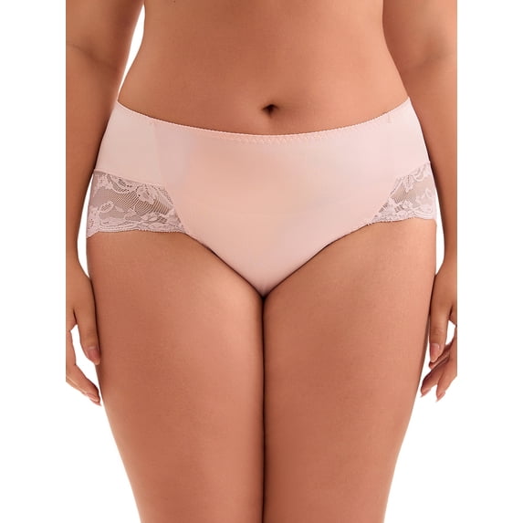 Unique Bargains Women's Plus Size Mid-Rise Lace Trim Brief Seamless Underwear Pink 1X