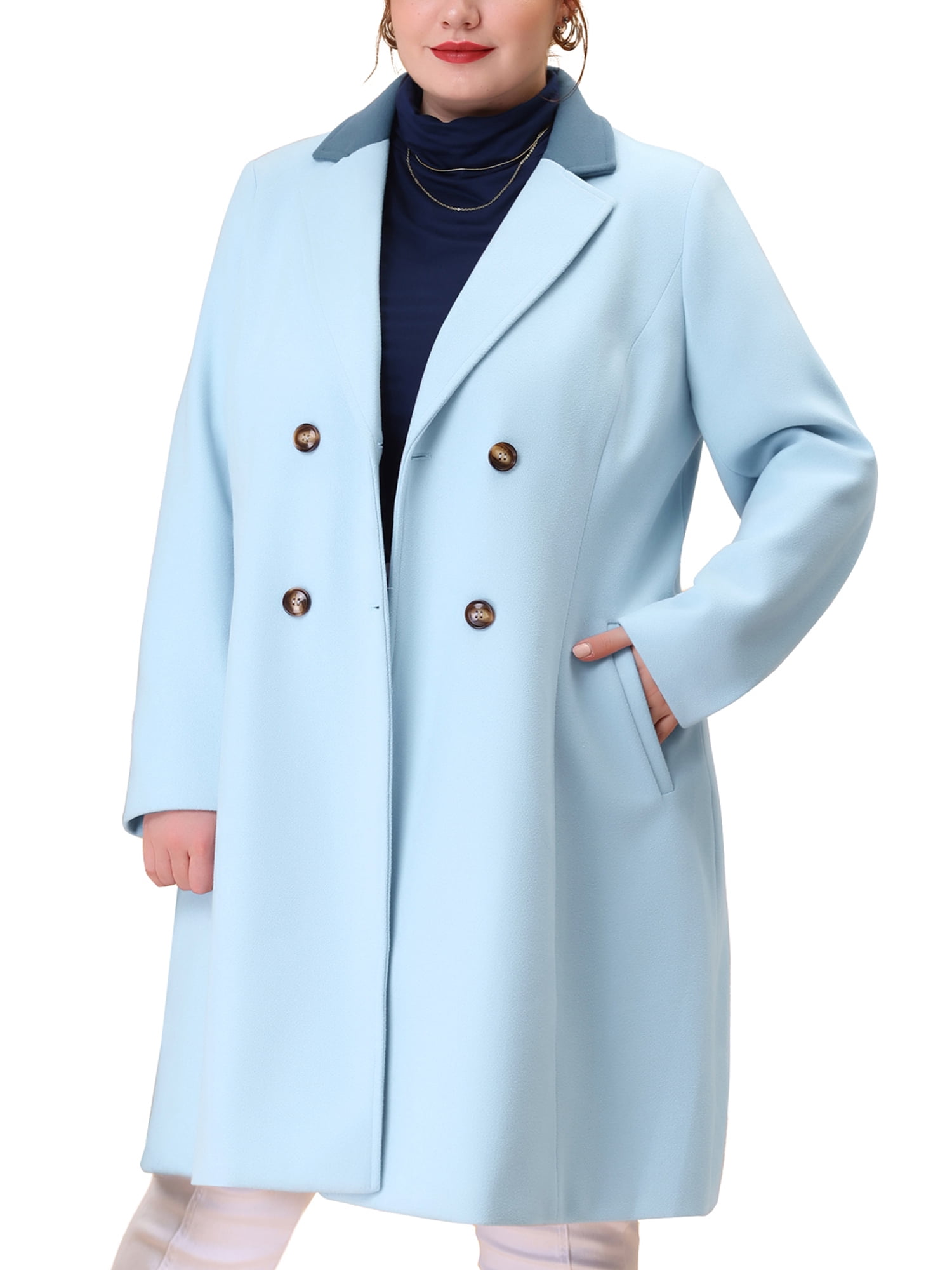 Unique Bargains Women s Plus Size Notched Lapel Warm Winter