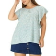 thumbnail image 1 of Unique Bargains Women's Plus Size Outfits Flare Short Sleeve Polka Dots Chiffon Blouse, 1 of 6
