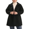 thumbnail image 1 of Unique Bargains Women's Plus Peter Pan Collar Double Breasted Winter Long Outerwear Coats 2X Black, 1 of 6