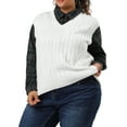 thumbnail image 1 of Unique Bargains Women's Plus Size Pullover Vest V Neck Plaid Preppy Sweater, 1 of 6