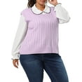 thumbnail image 1 of Unique Bargains Women's Plus Size Pullover Vest V Neck Plaid Preppy Sweater 1X Light Purple, 1 of 6