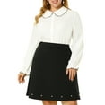 thumbnail image 1 of Unique Bargains Women's Plus Size Ruffle Long Sleeves Panper Pan Tops 2X White, 1 of 6
