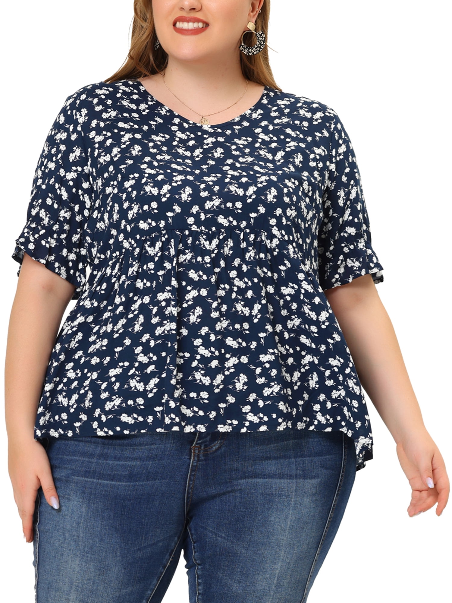 Tiered ruffle top plus size sales