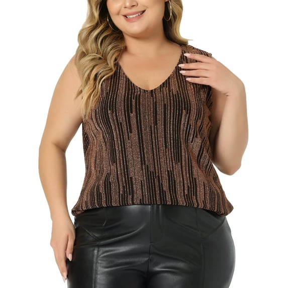 DARING DIVA Women's Plus Sequin Glitter Gradient Tank Club Party Vest 4X Orange