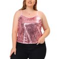 thumbnail image 1 of Unique Bargains Women's Plus Size Sequined Shining Camisole Club Party Sparkle Top 2X Pink, 1 of 6
