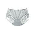 thumbnail image 1 of Unique Bargains Women's Plus Size Sheer Lace Trim High Rise Brief Stretchy Underwear Gray M, 1 of 6