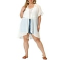 thumbnail image 1 of Unique Bargains Women's Plus Size Sheer Ruffle Short Sleeve Midi Summer Cardigans, 1 of 7