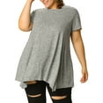 thumbnail image 1 of DARING DIVA Women's Plus Crew Neck Flowy Swing Loose Tunic Tops 3X Gray, 1 of 9