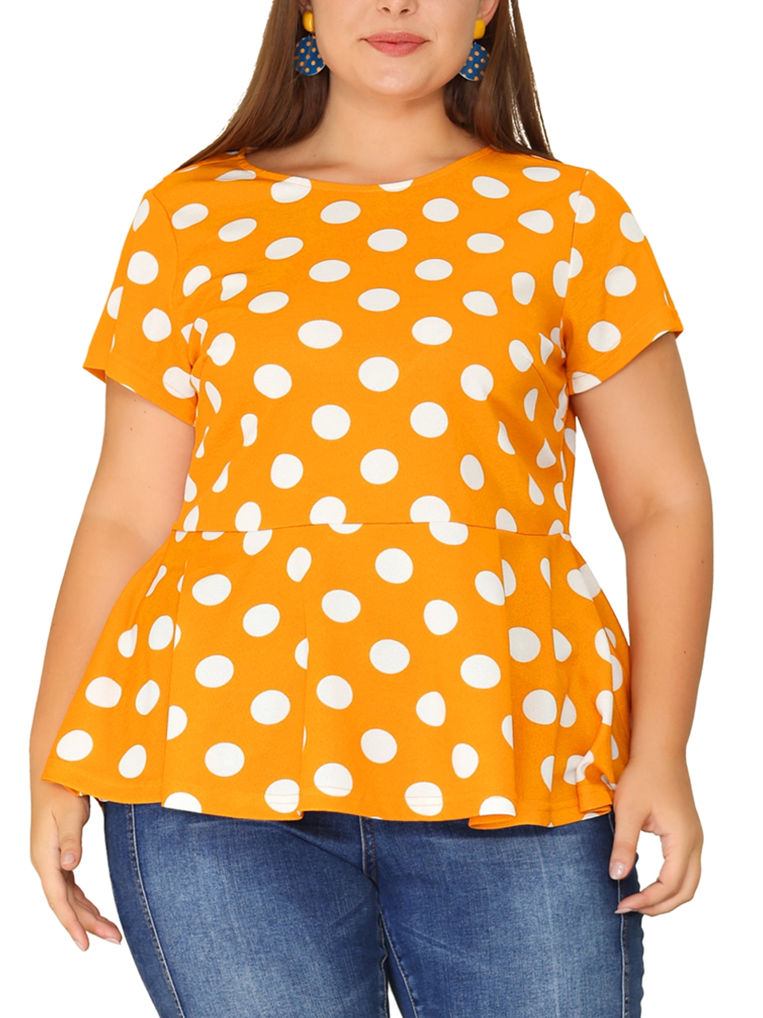 Polka dot peplum blouse sales