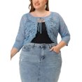 thumbnail image 1 of Unique Bargains Women's Plus Size Shrug Floral Lace Tie Neck Bolero Cardigan, 1 of 7
