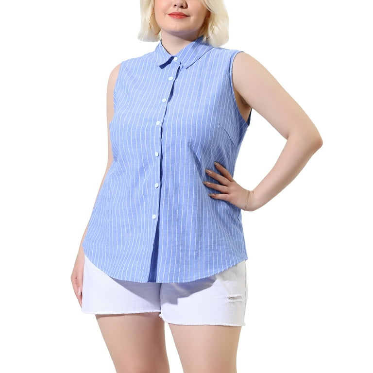 Unique Bargains Women's Plus Size Sleeveless Button Down Tank Top Shirts -  Walmart.com
