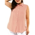 thumbnail image 1 of Unique Bargains Women's Plus Size Sleeveless Button Down Work Fashion Tank Top 2X Dusty Rose, 1 of 7