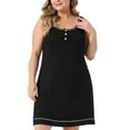 thumbnail image 1 of Unique Bargains Women's Plus Size Sleeveless Round Neck Lounge Sleepdress Nightgowns 3X Black, 1 of 6