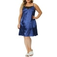 thumbnail image 1 of Unique Bargains Women's Plus Size Spaghetti Strap Adjustable Lace Nightdress Nightgowns 1X Royal Blue, 1 of 6
