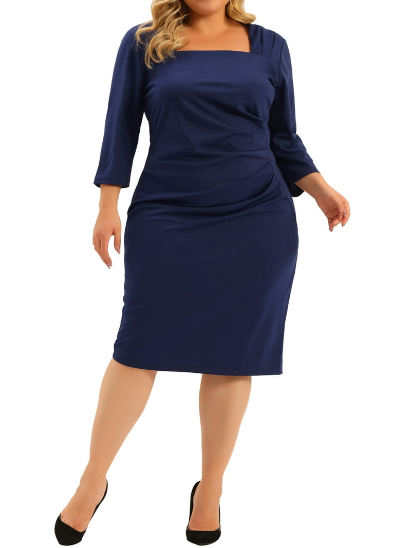 royal blue party dress plus size Unique Vintage Plus Size 1950s Royal Blue Diamond Cable Swing Dress