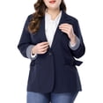thumbnail image 1 of Unique Bargains Women's Plus Size Stripe Cuff Notched Lapel Casual Blazer, 1 of 6