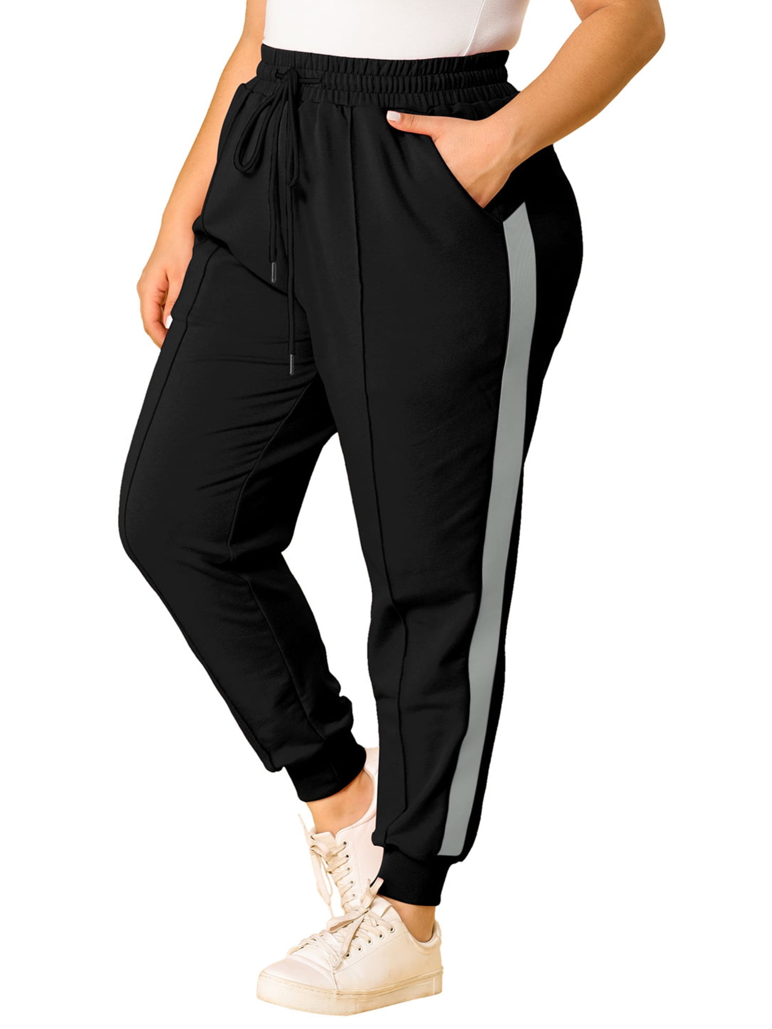 Unique Bargains Women's Plus Size Sweatpants Elastic Waist Joggers Pants 
