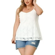 Unique Bargains Women's Plus Size Tops Lace Adjustable Strap Elegant Camisole