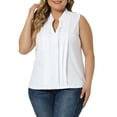 thumbnail image 1 of Unique Bargains Women's Plus Size Tops V Neck Sleeveless Work Shirts Blouses 3X White, 1 of 6